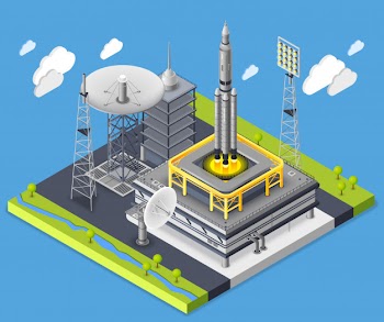 Rocket isometric composition Free Vector