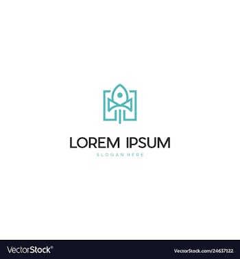 Rocket outline creative tech media logo design vector image