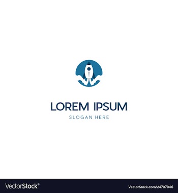 Rocket take off in circle design logo vector image
