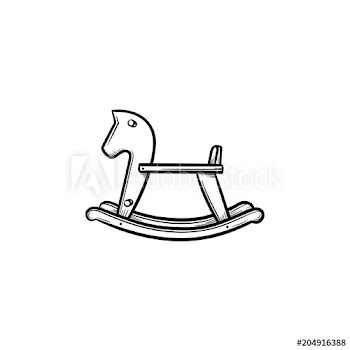 Rocking horse swing hand drawn outline doodle icon