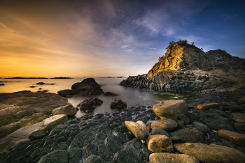 Rocky Beach at Dusk