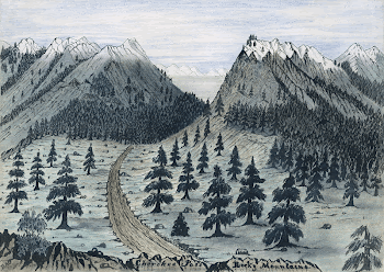 Rocky Mountains, Cherokee Pass: "Drawing | Free Photo - rawpixel