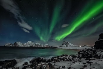 Rocky Mountains Under Green Sky