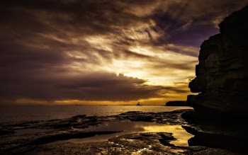 Rocky Shore During Sunset
