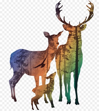 Roe deer Red deer Silhouette Painting - Silhouette Deer 