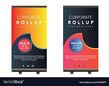 Roll up banner design vector image