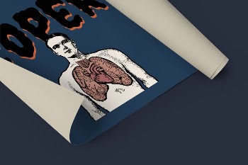 Rolled paper flyer mockup, dark | Free PSD Mockup - rawpixel