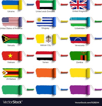  					Roller brush with flag vector image														