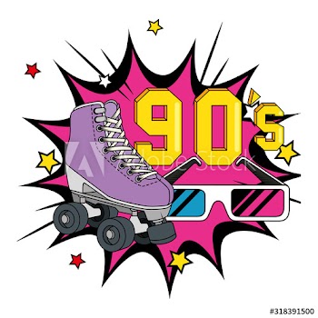 roller skate with glasses of nineties in explosion pop art design