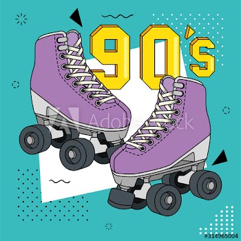 roller skates of nineties retro design