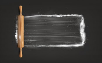 Rolling pin on table with flour vector Free Vector