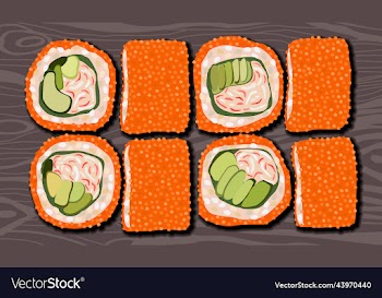 rolls with cucumber set on dark wooden