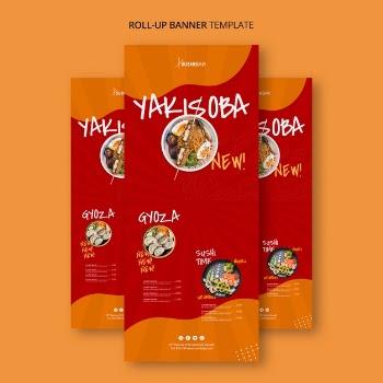 Rollup template  for asian japanese restaurant o sushibar Free Psd