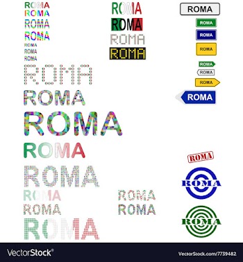 Roma text design set vector image