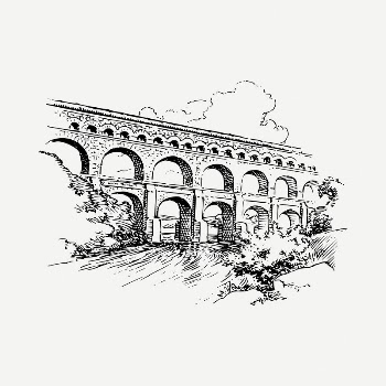 Roman bridge  drawing, vintage | Free PSD - rawpixel
