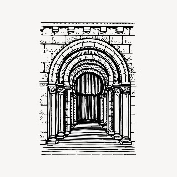 Romanesque arch drawing, vintage architecture | Free Vector Illustration - rawpixel