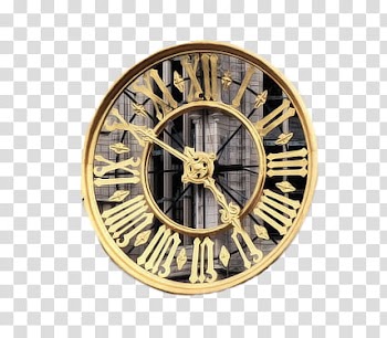 Romanesque, round brown framed clock transparent background PNG clipart