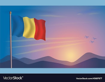 romania flag in the morning sun