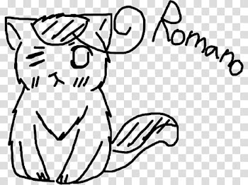 Romano Kitty line art transparent background PNG clipart