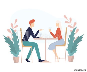 Romantic couple sitting in cafe