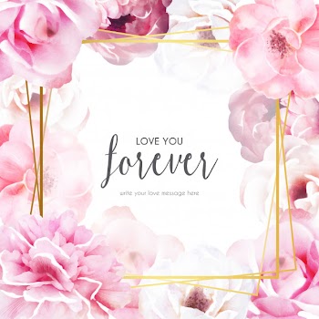 Romantic floral frame with love message Free Vector