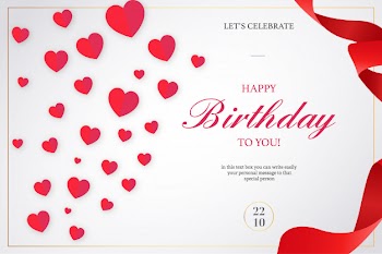 Romantic happy birthday invitation with red ribbons Free Vector
