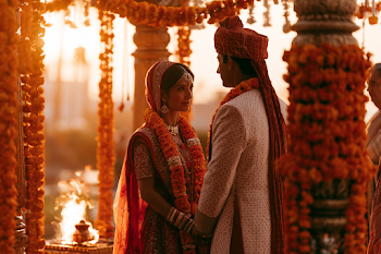 Romantic Indian Wedding Ceremony at Golden Hour