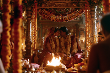 Romantic Indian Wedding Mandap Ceremony at Golden Hour