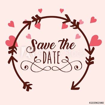 romantic label save the date love hearts vector illustration