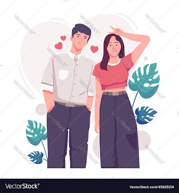 romantic lovers are flirting with each other