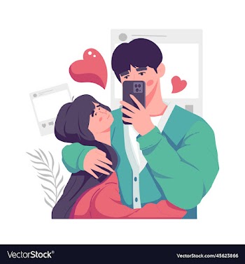 romantic lovers are taking selfie