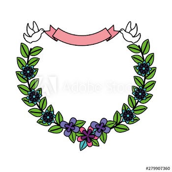 romantic pigeon with flowers ribbon decoration