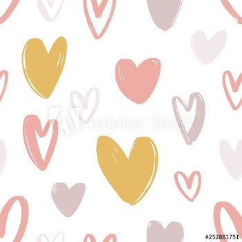 Romantic seamless pattern with cute stylized hand drawn hearts on white background