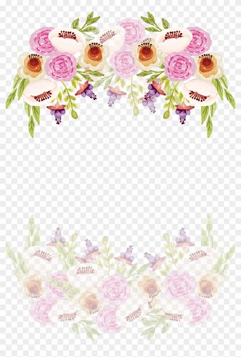 Romantic Watercolor Border Of Camellia - Transparent Wedding Invitation Borders