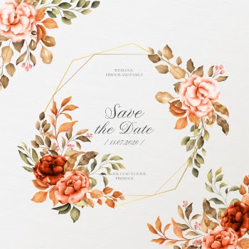 Romantic wedding frame with vintage flowers Free Vector