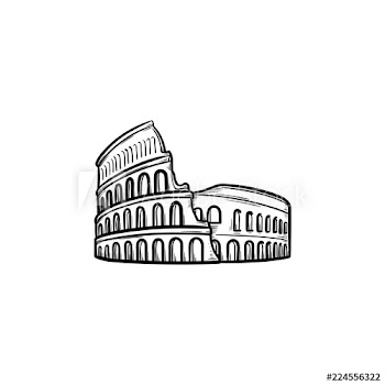 Rome coliseum hand drawn outline doodle icon