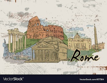 Rome doodles vector image