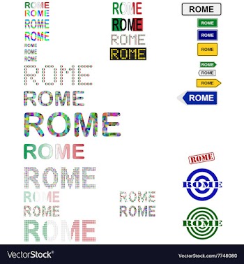 Rome text design set vector image
