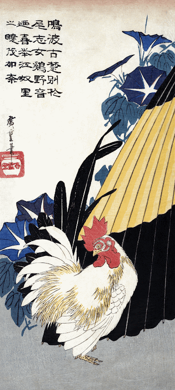 Rooster and umbrella (1830) vintage | Free Photo Illustration - rawpixel