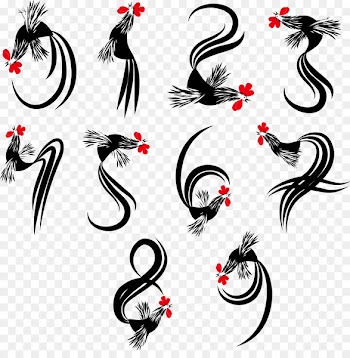 Rooster Chinese New Year Illustration - The effect of numbers 0 to 9 