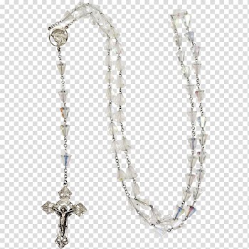 Rosary Lourdes Sterling silver Jewellery, silver frame transparent background PNG clipart
