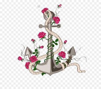 Rose Anchor Drawing Illustration - Creative anchor red flowers 
