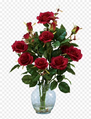 Rose Bush Clipart Flowering Plant - Nearly Natural Rose Bush W/vase Silk Flower Arrangement