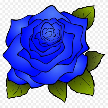 Rose Cartoon Drawing Clip Art - Blue Rose Clipart