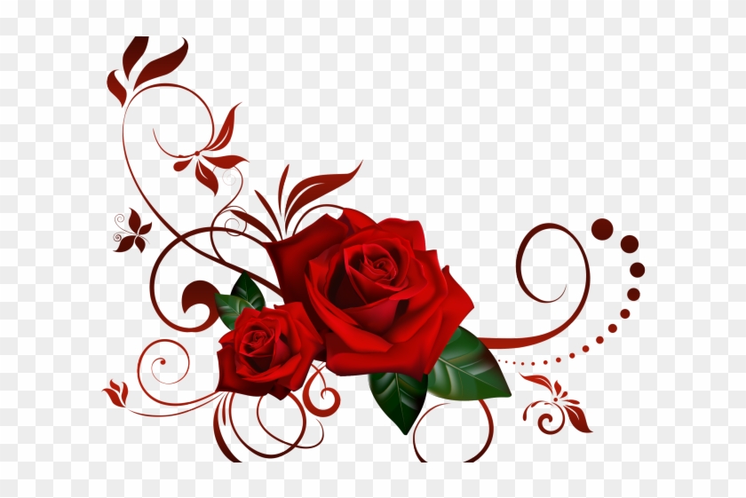 Rose Clipart Clear Background - Red Flowers Png Corner