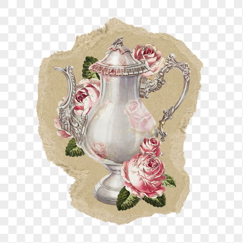 Rose coffee pot png sticker, | Free PNG Illustration - rawpixel