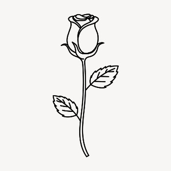 Rose doodle clipart, cute black | Free PSD Illustration - rawpixel