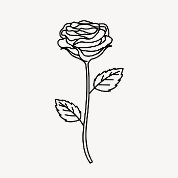 Rose doodle clipart, cute black | Free PSD Illustration - rawpixel