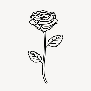 Rose doodle collage element, cute | Free Vector Illustration - rawpixel