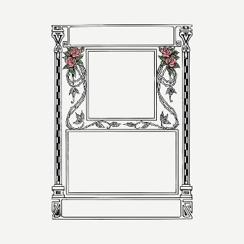Rose door frame drawing, vintage | Free PSD - rawpixel